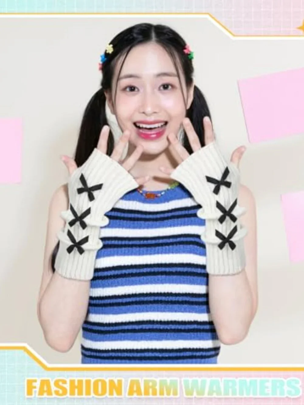 6 Pairs Fingerless Gloves Arm Warmers Knit Stretchy Acrylic